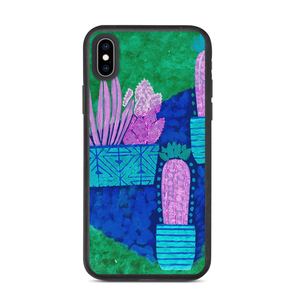 Cacti blue green Biodegradable iphone case