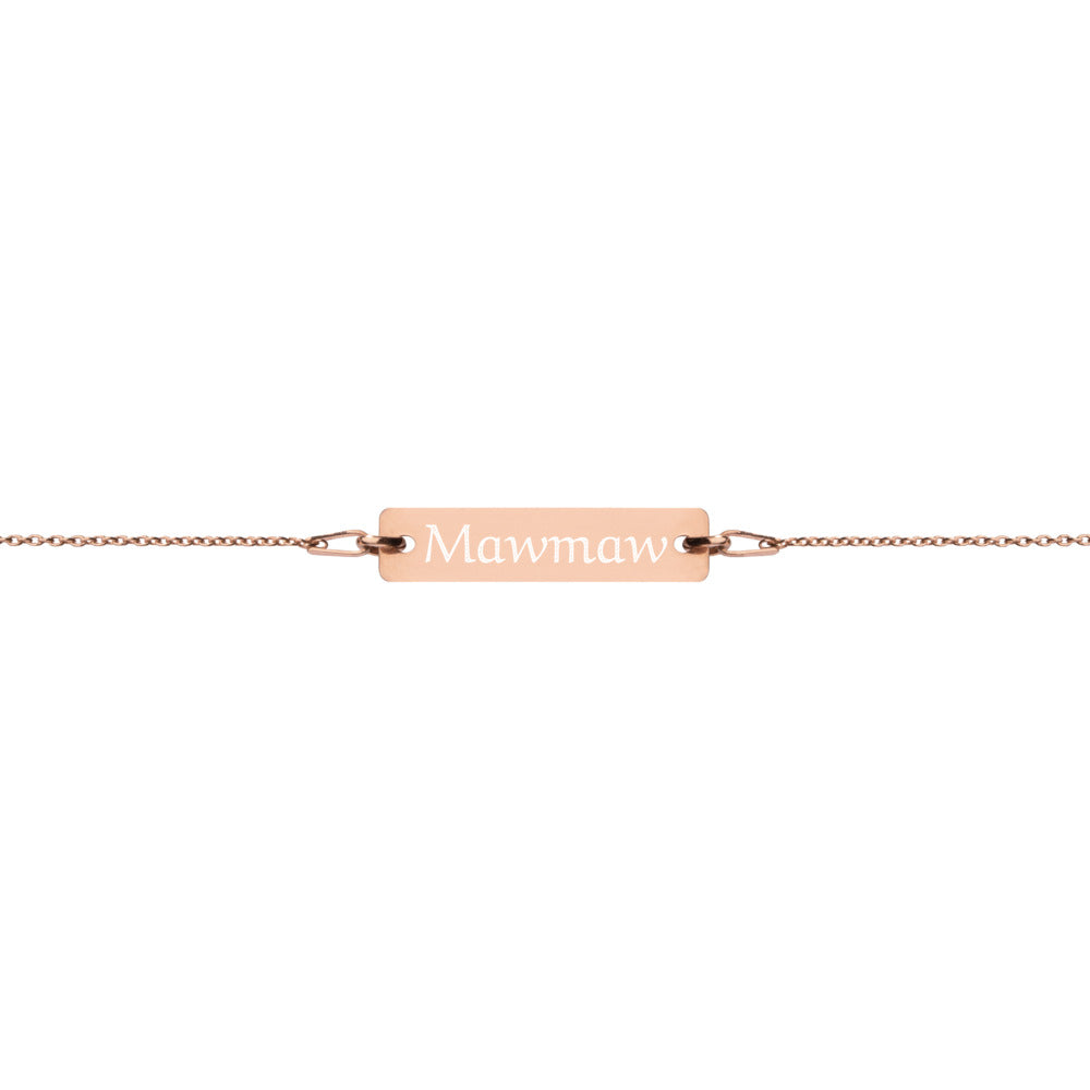 "Mawmaw" Engraved Silver Bar Chain Bracelet