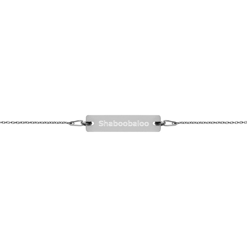 "Shaboobaloo " Engraved Silver Bar Chain Bracelet