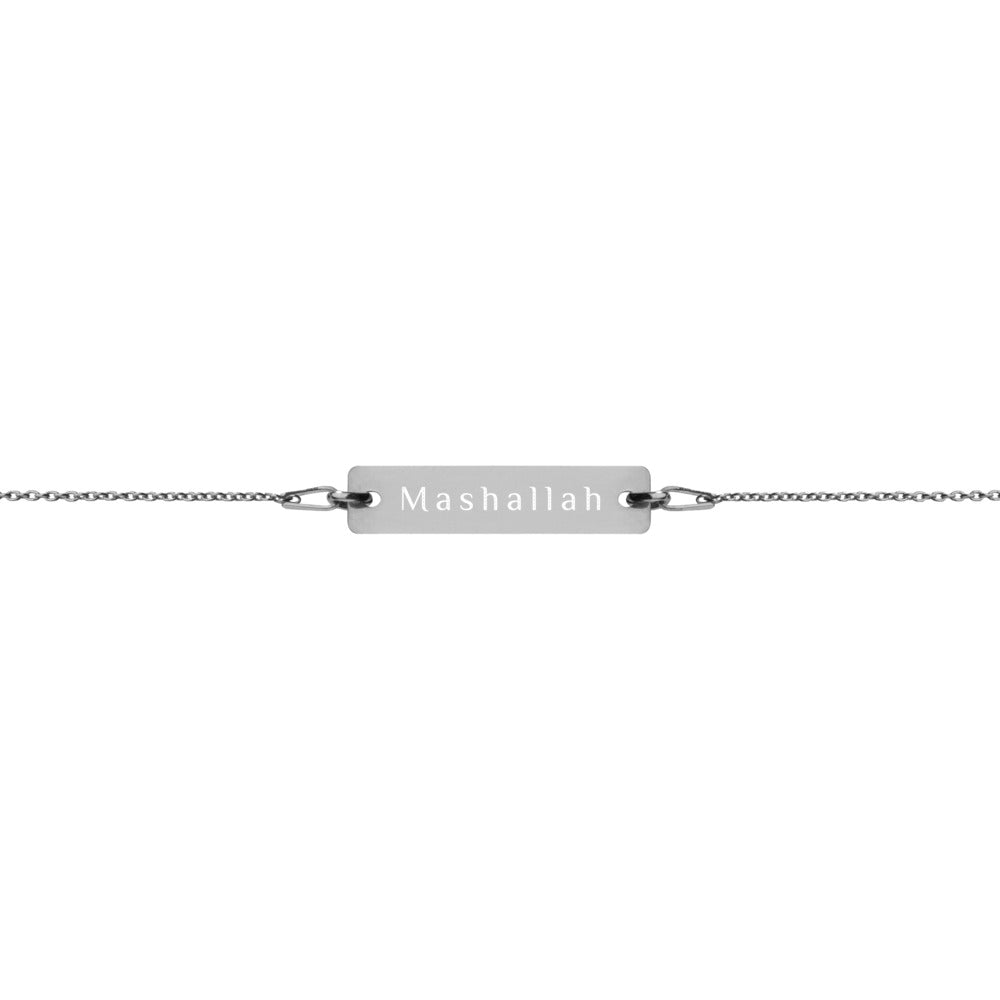 "Mashallah" Engraved Silver Bar Chain Bracelet