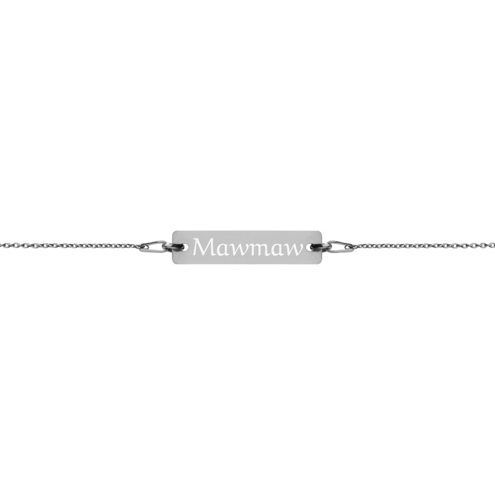 "Mawmaw" Engraved Silver Bar Chain Bracelet