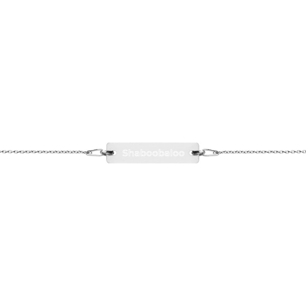 "Shaboobaloo " Engraved Silver Bar Chain Bracelet