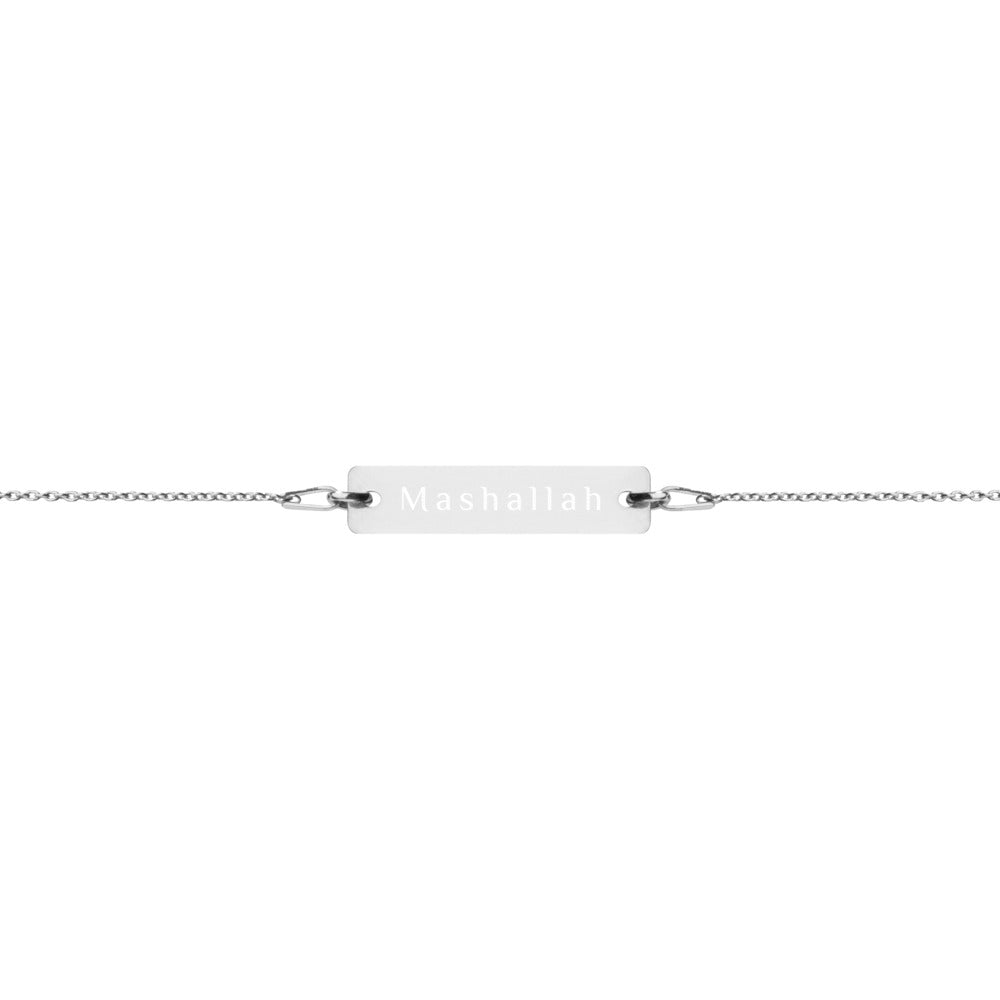 "Mashallah" Engraved Silver Bar Chain Bracelet