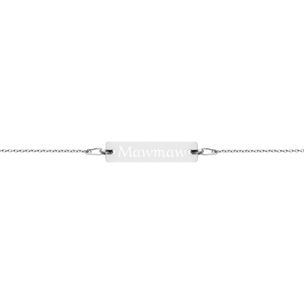 "Mawmaw" Engraved Silver Bar Chain Bracelet