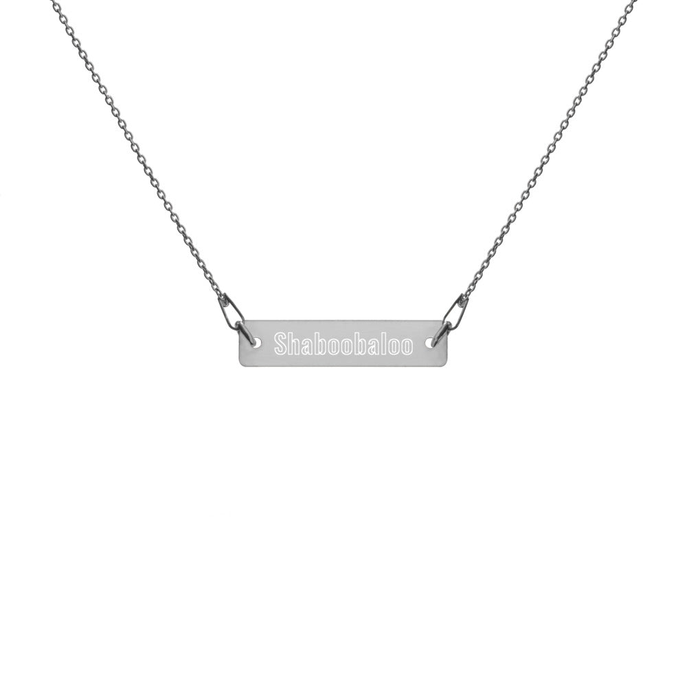 "Shaboobaloo" Engraved Silver Bar Chain Necklace