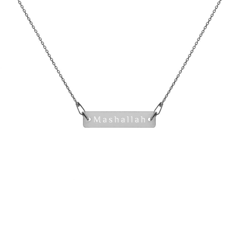 "Mashallah" Engraved Silver Bar Chain Necklace