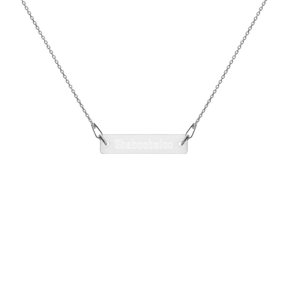 "Shaboobaloo" Engraved Silver Bar Chain Necklace