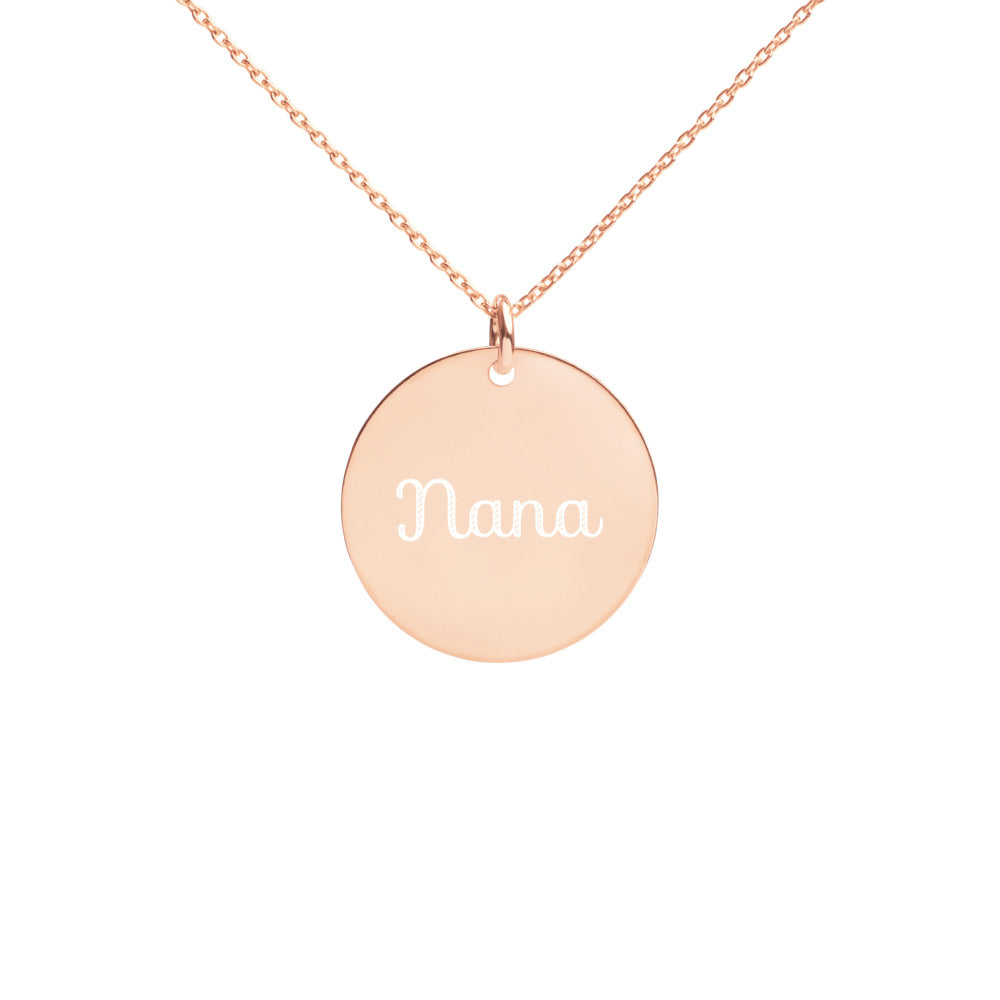 "Nana" Engraved Silver Disc Necklace