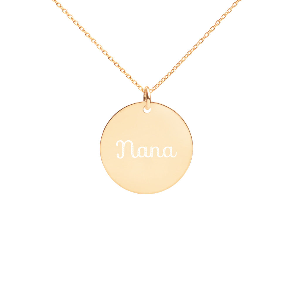 "Nana" Engraved Silver Disc Necklace