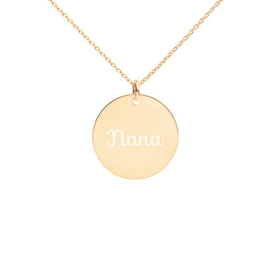 "Nana" Engraved Silver Disc Necklace