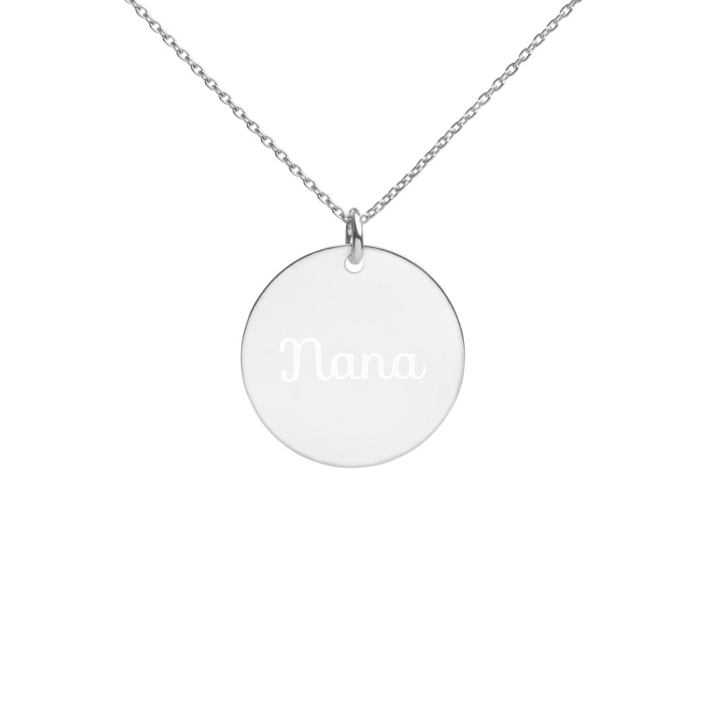 "Nana" Engraved Silver Disc Necklace