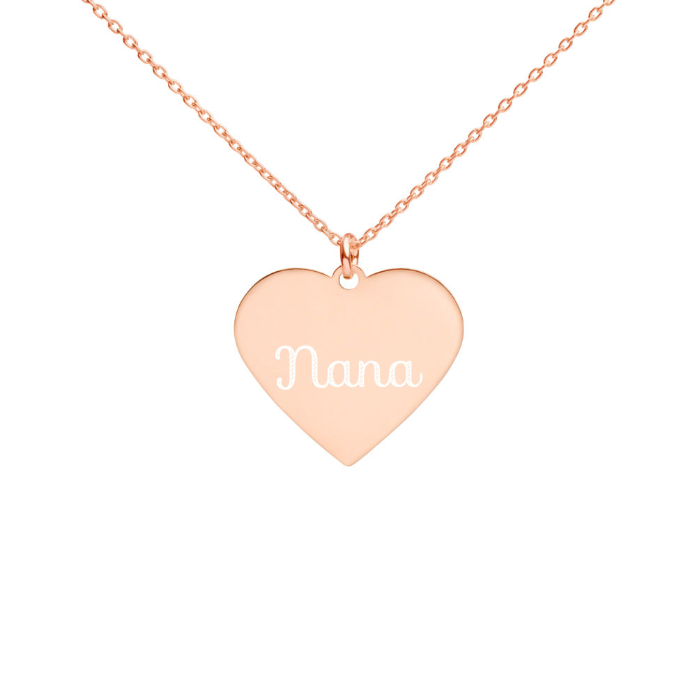 "Nana" Engraved Silver Heart Necklace