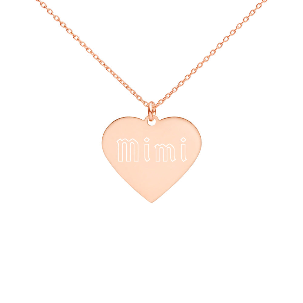 "Mimi" Engraved Silver Heart Necklace