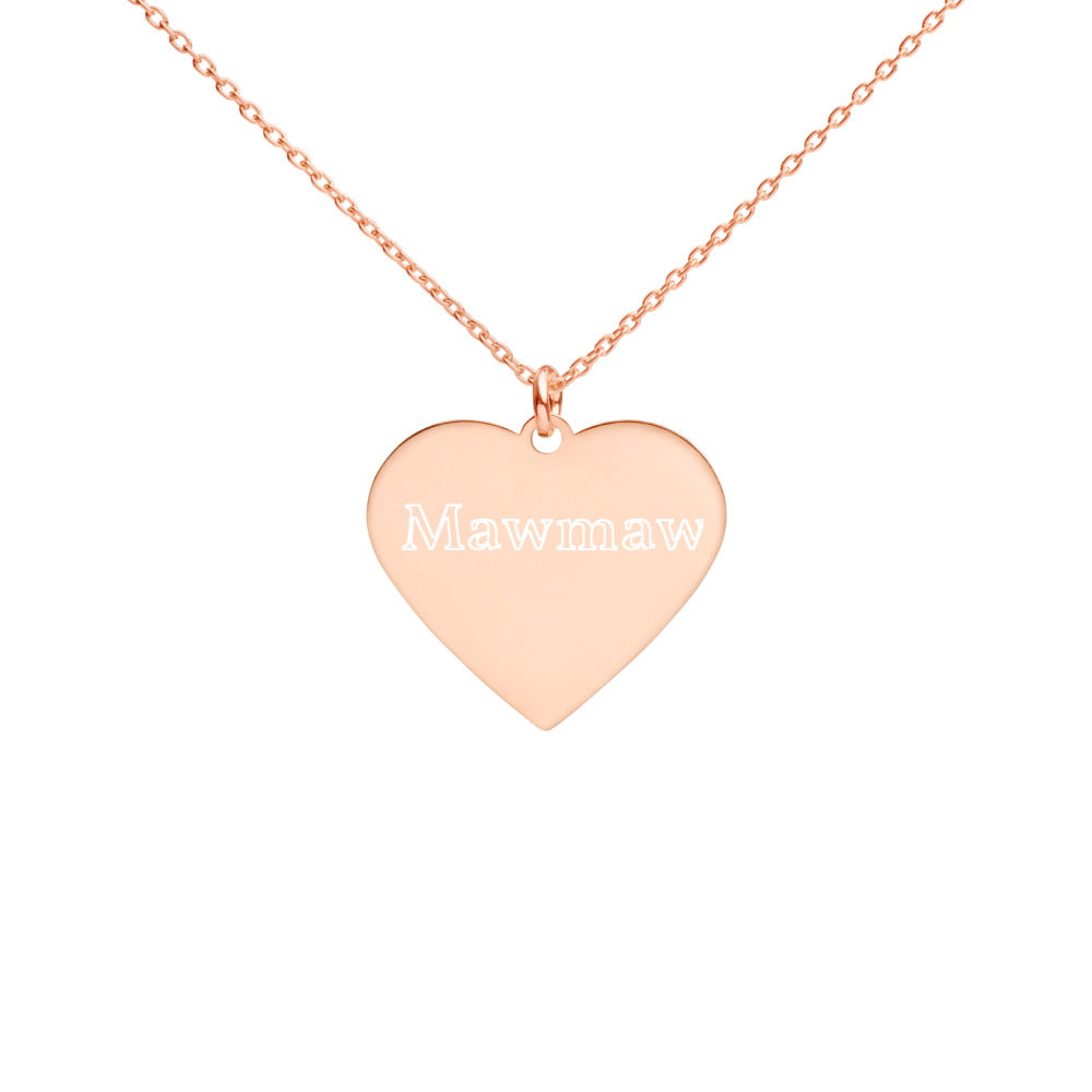 "Mawmaw" Engraved Silver Heart Necklace