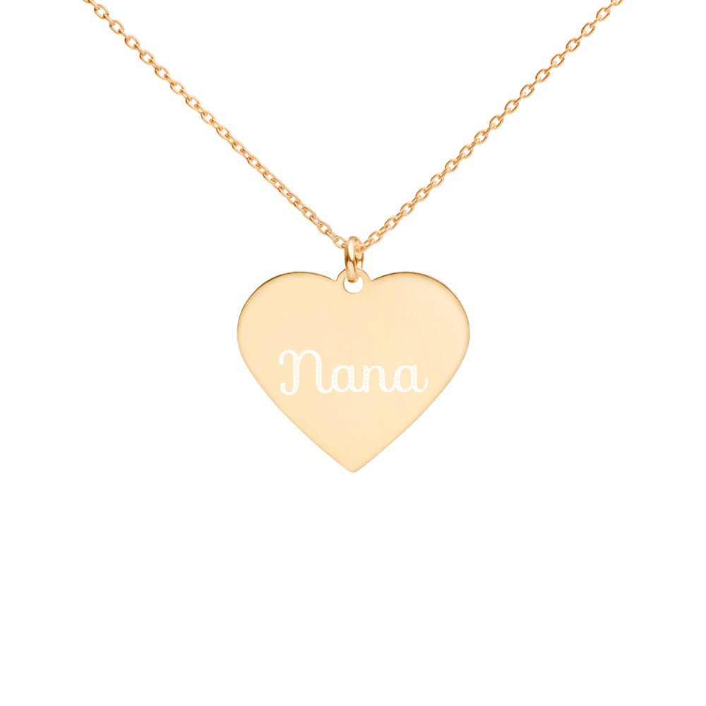 "Nana" Engraved Silver Heart Necklace