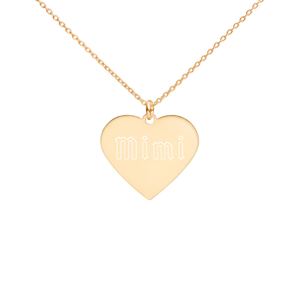 "Mimi" Engraved Silver Heart Necklace