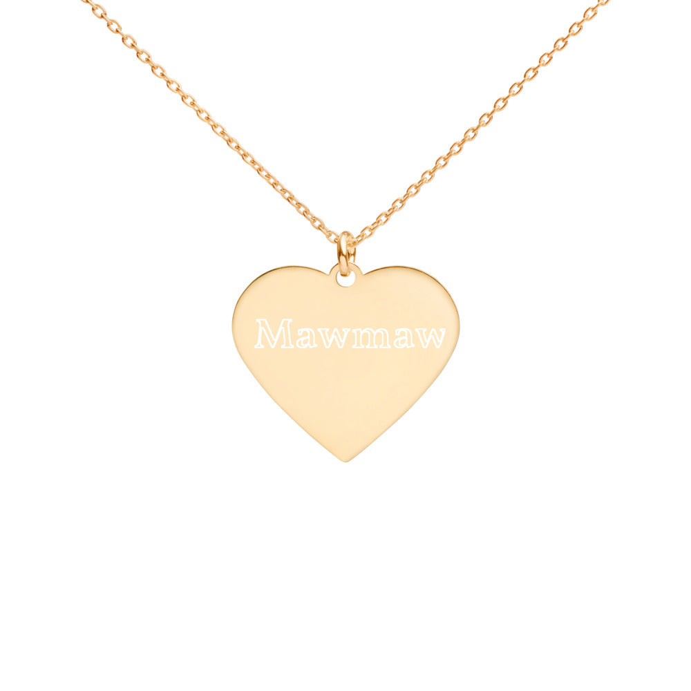 "Mawmaw" Engraved Silver Heart Necklace