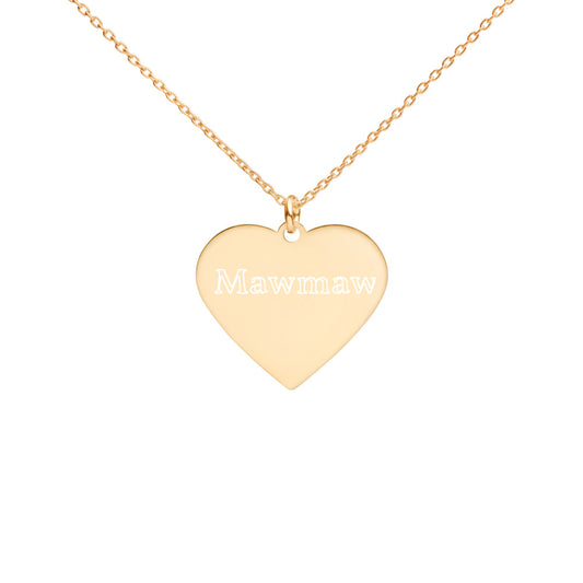 "Mawmaw" Engraved Silver Heart Necklace