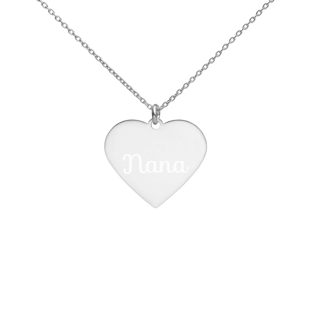 "Nana" Engraved Silver Heart Necklace