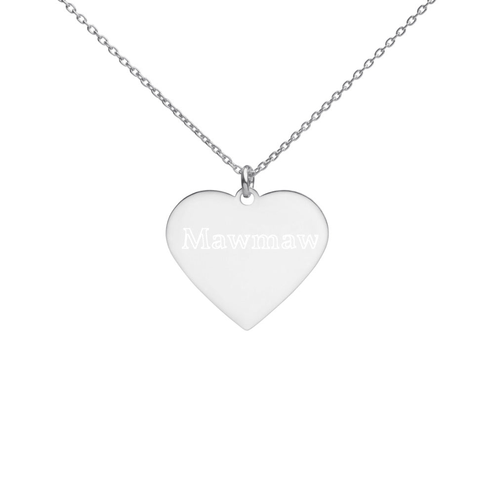 "Mawmaw" Engraved Silver Heart Necklace