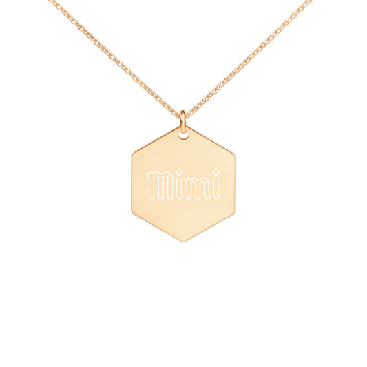 "Mimi" Engraved Silver Hexagon Necklace