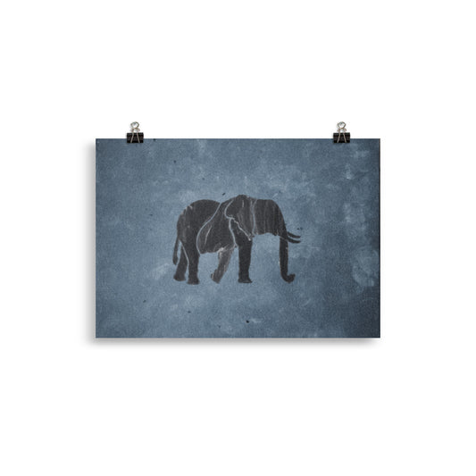 Dark blue elephant Poster