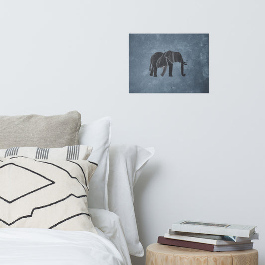 Dark blue Elephant Poster