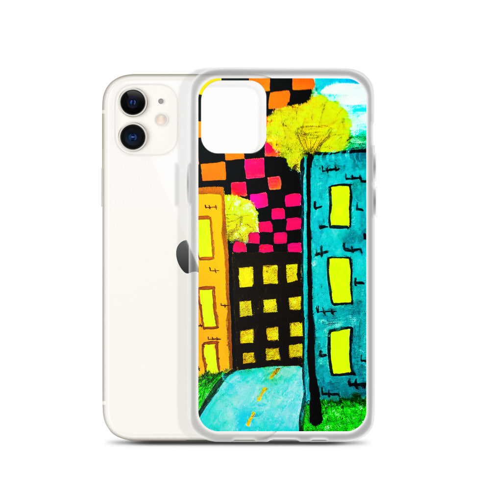 Checker Sky Buildings iPhone Case