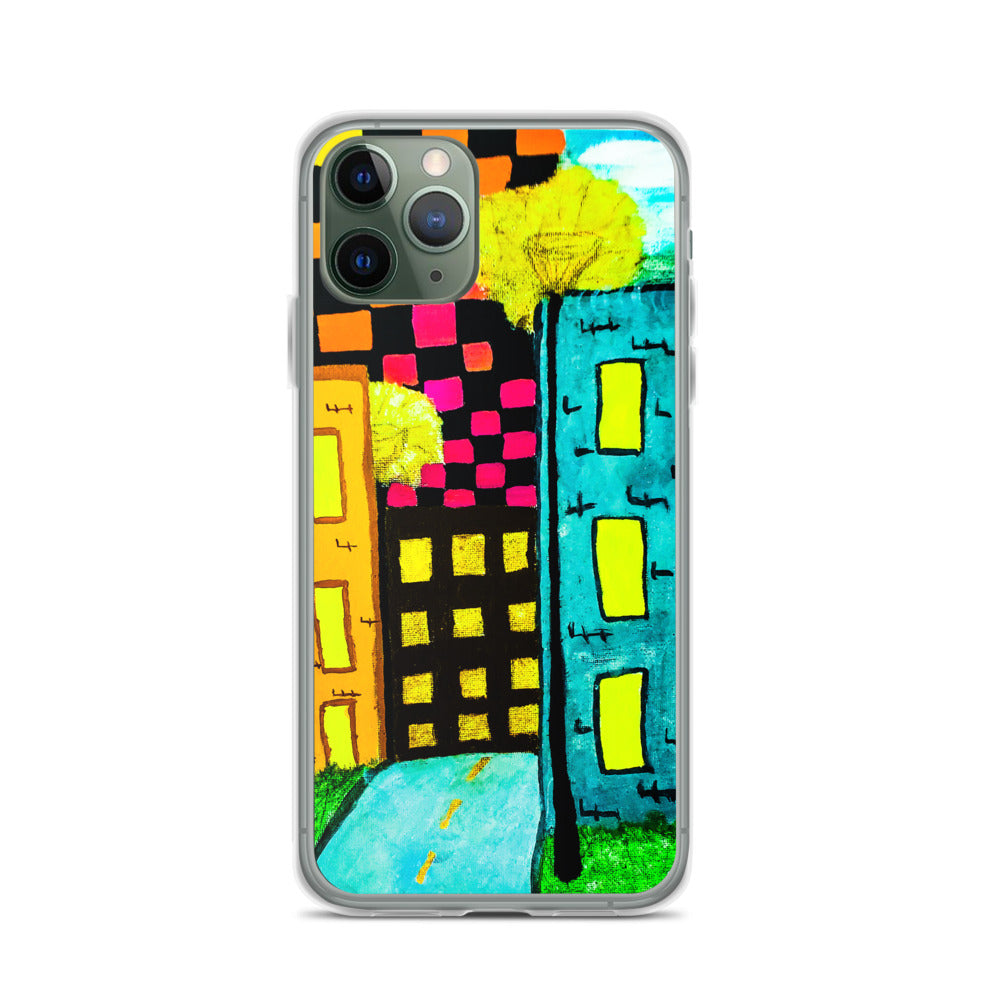 Checker Sky Buildings iPhone Case