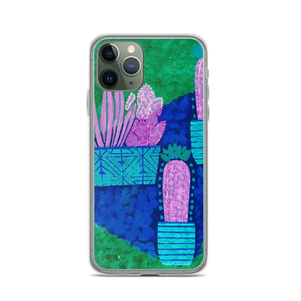 Cacti blue green iPhone Case