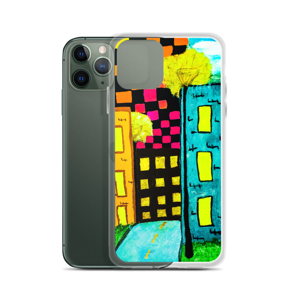 Checker Sky Buildings iPhone Case