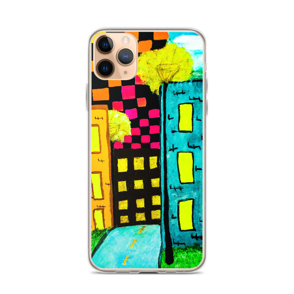 Checker Sky Buildings iPhone Case