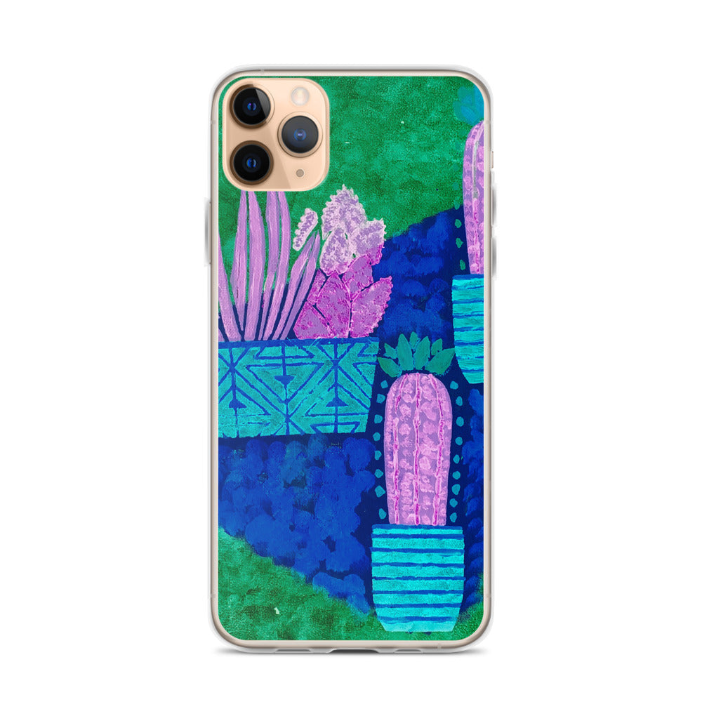 Cacti blue green iPhone Case