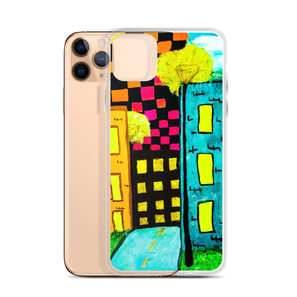 Checker Sky Buildings iPhone Case