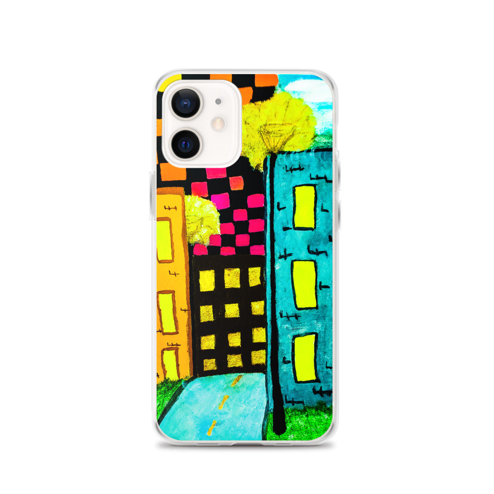 Checker Sky Buildings iPhone Case