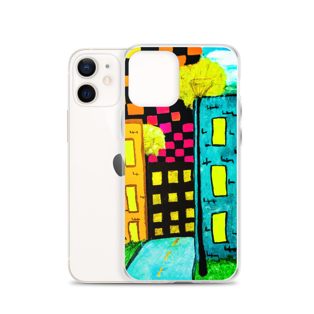 Checker Sky Buildings iPhone Case