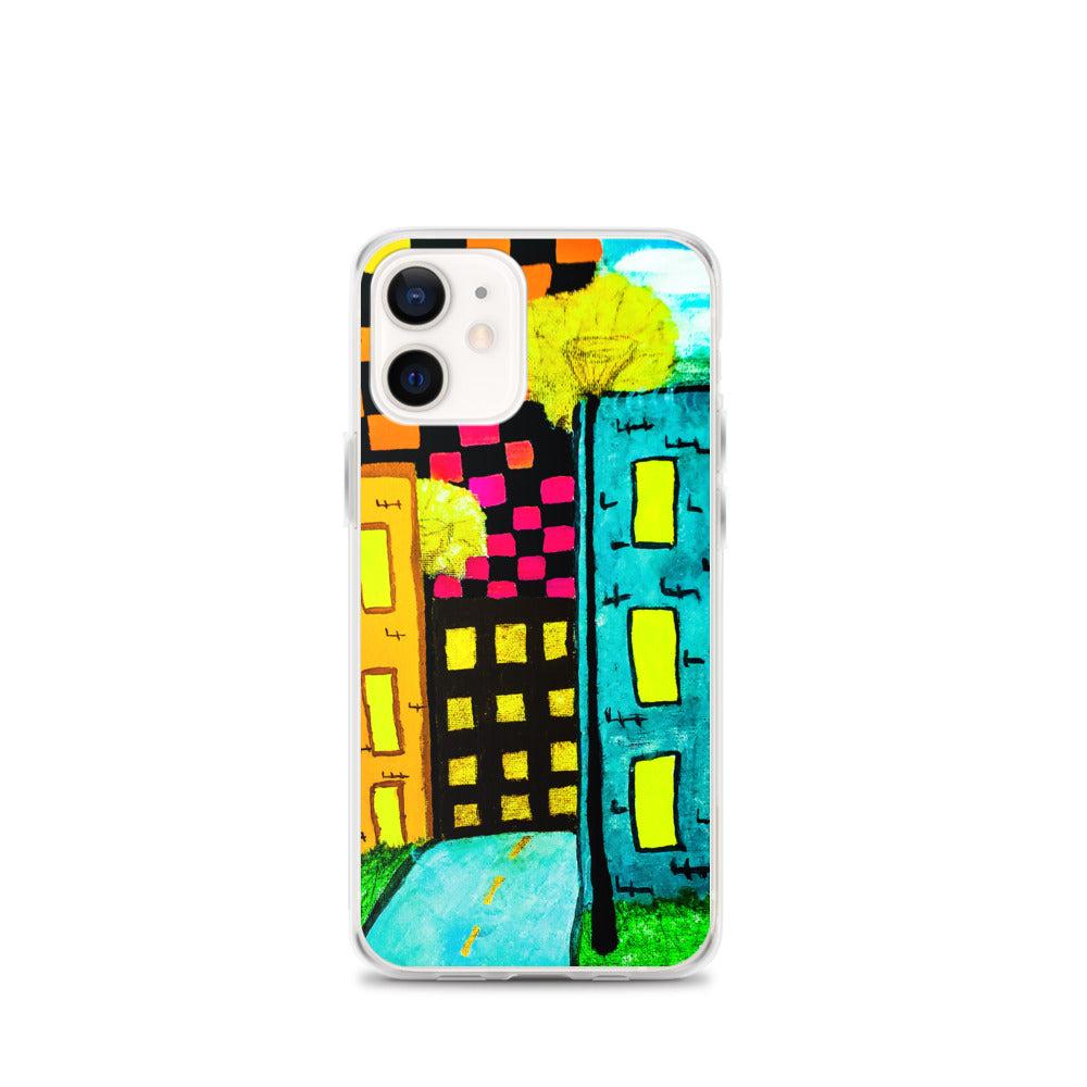 Checker Sky Buildings iPhone Case