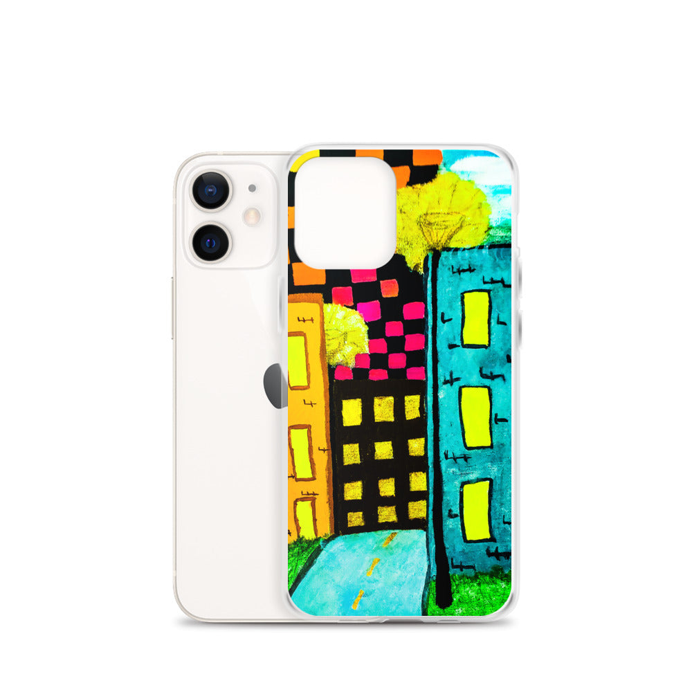 Checker Sky Buildings iPhone Case