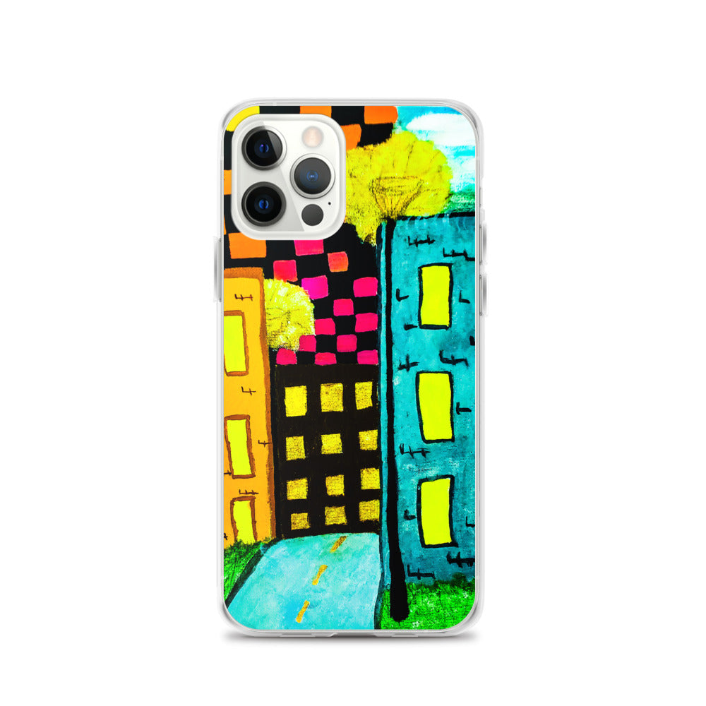 Checker Sky Buildings iPhone Case