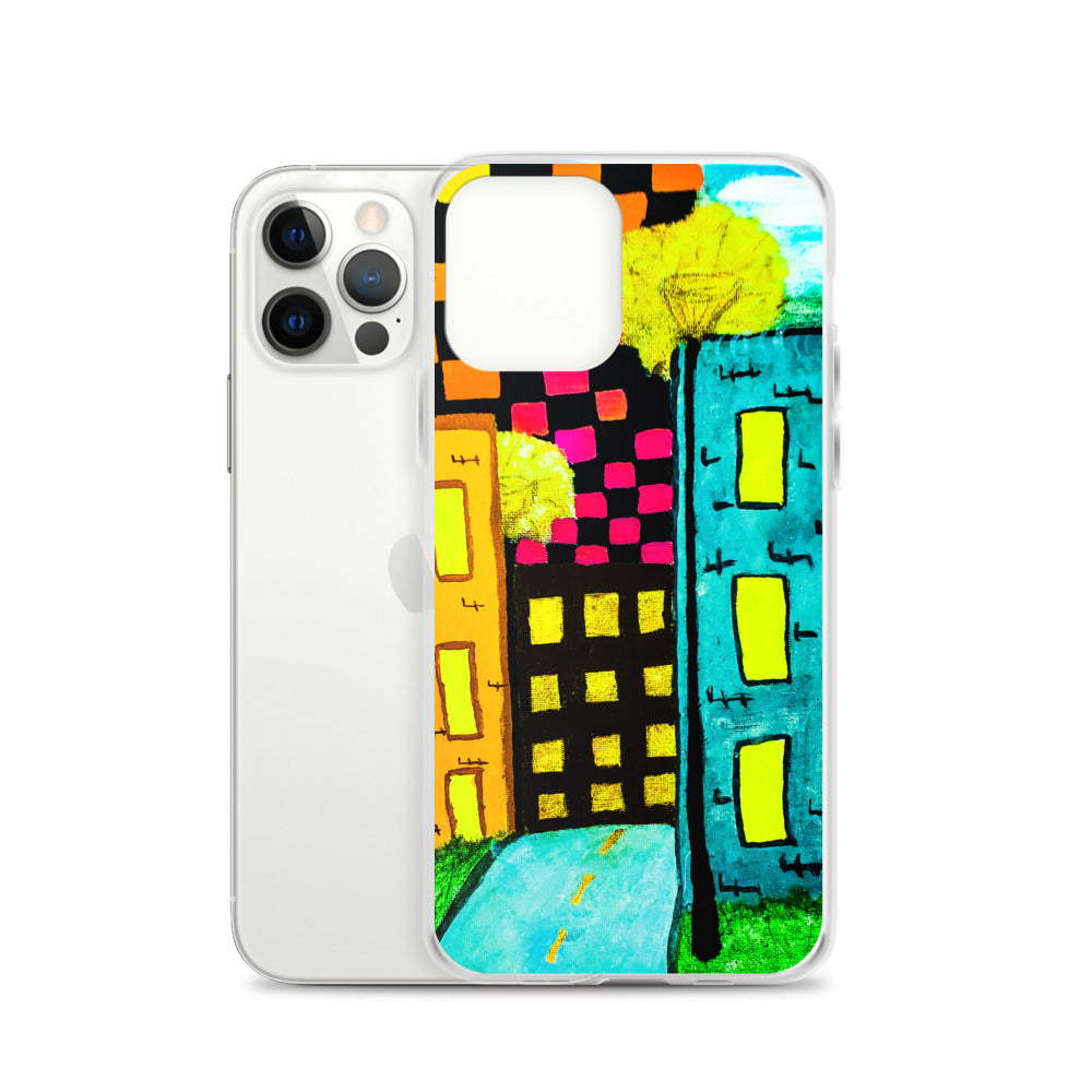 Checker Sky Buildings iPhone Case