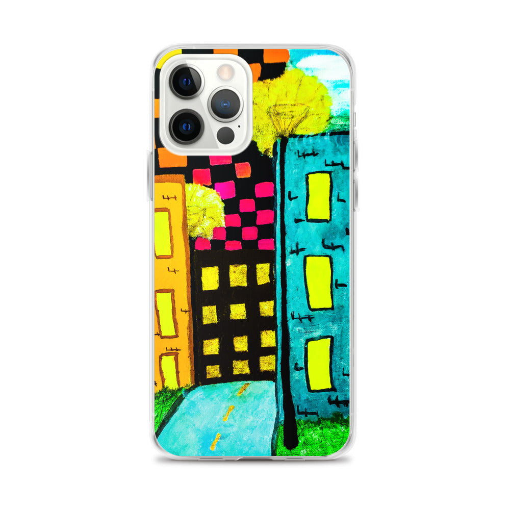 Checker Sky Buildings iPhone Case