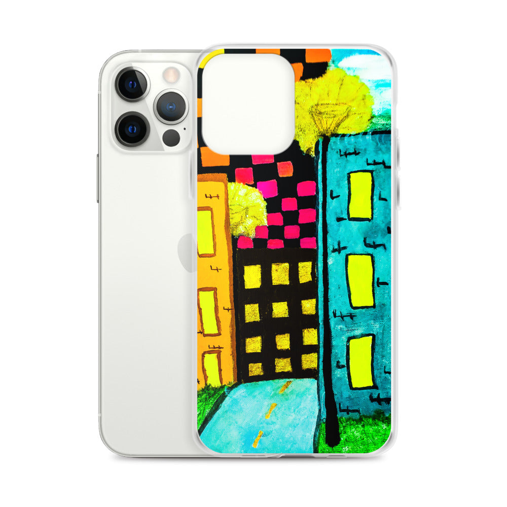 Checker Sky Buildings iPhone Case