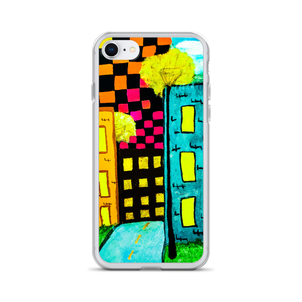 Checker Sky Buildings iPhone Case