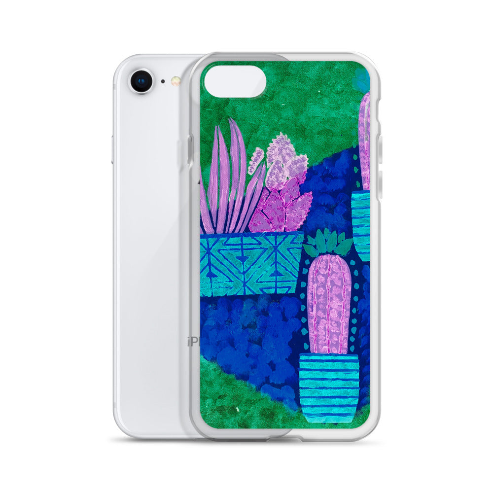 Cacti blue green iPhone Case