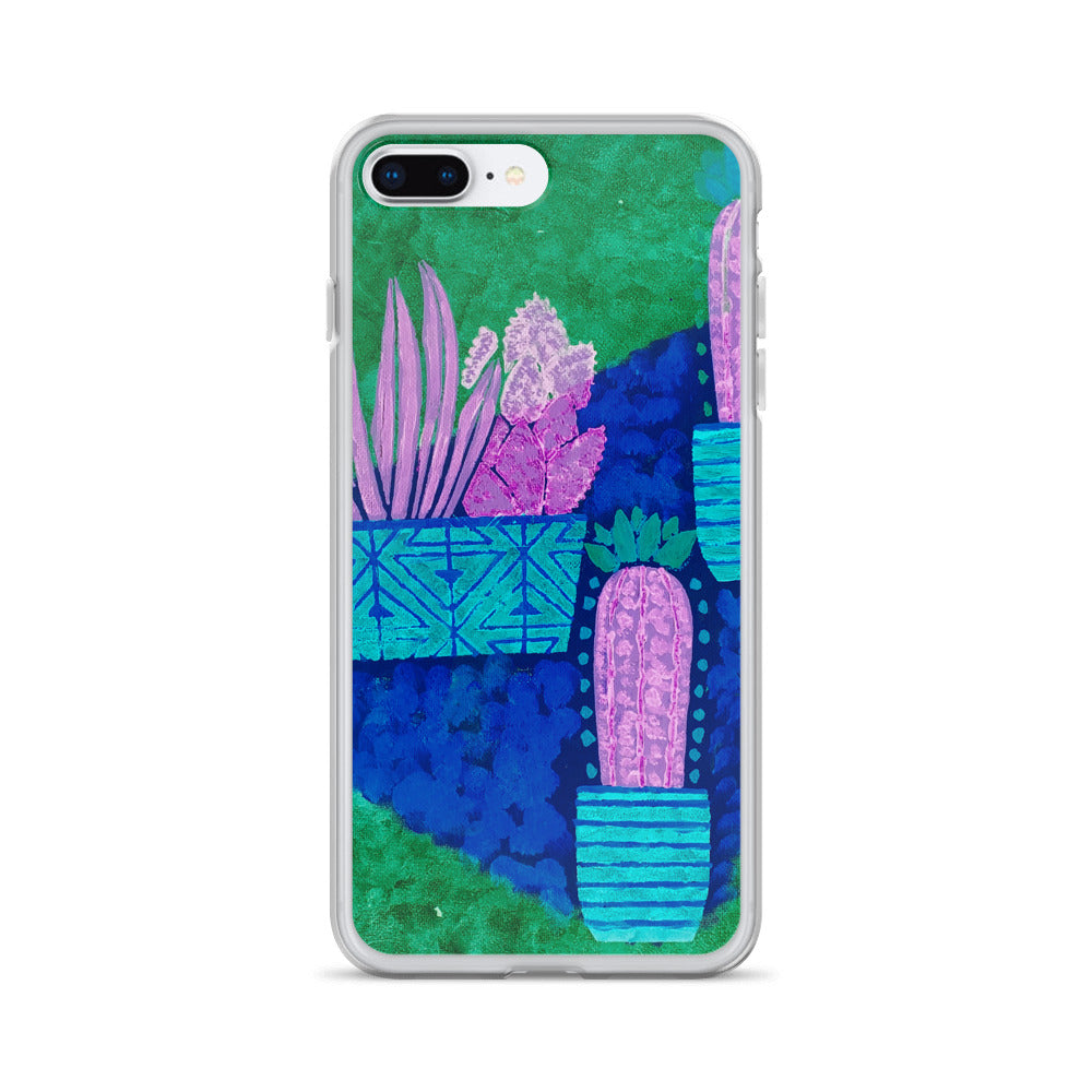 Cacti blue green iPhone Case