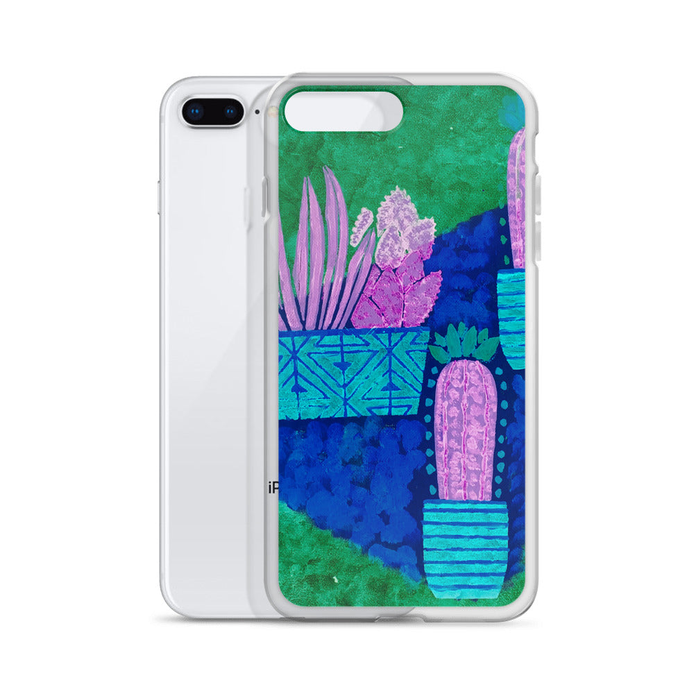 Cacti blue green iPhone Case