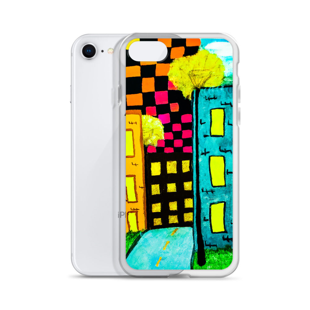 Checker Sky Buildings iPhone Case