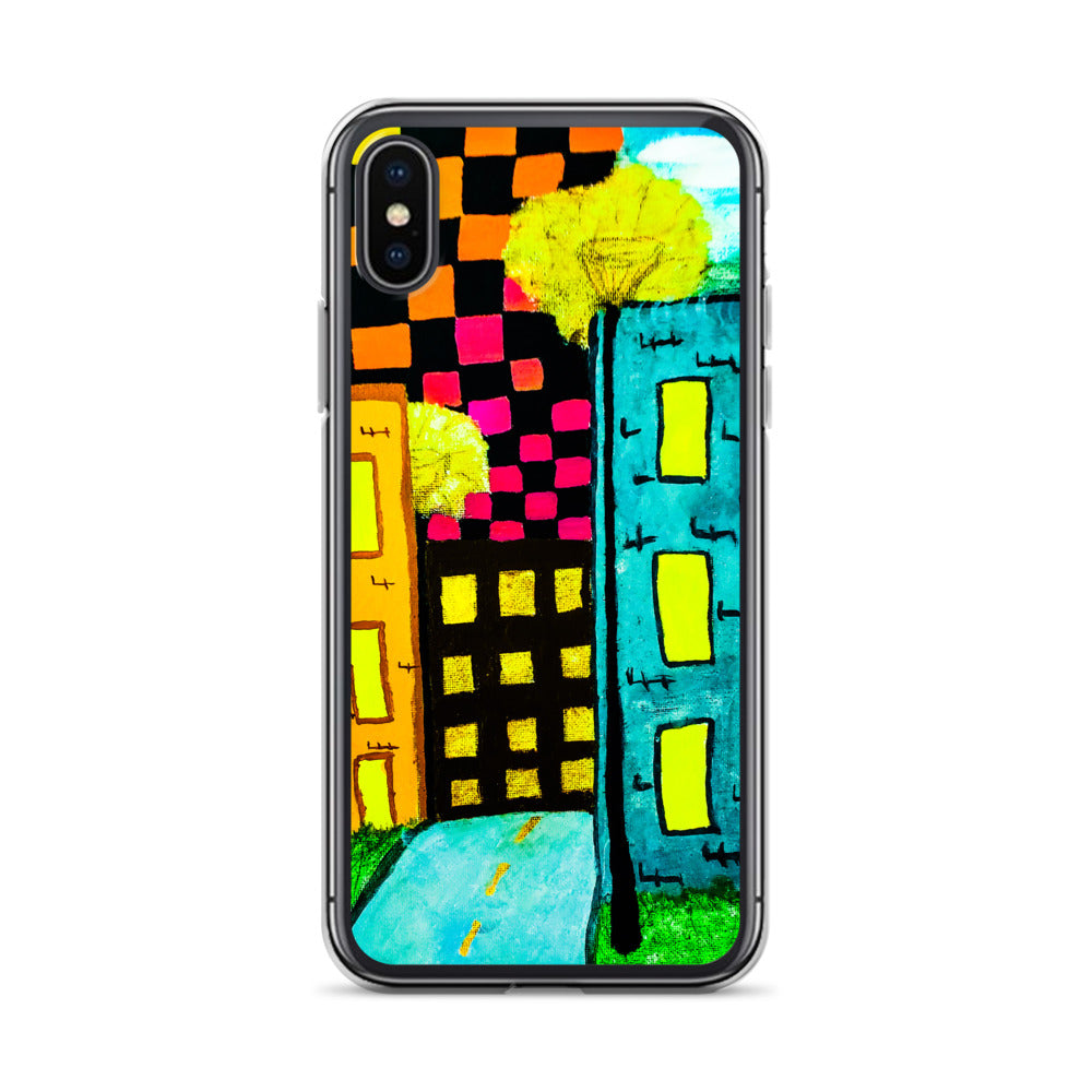 Checker Sky Buildings iPhone Case