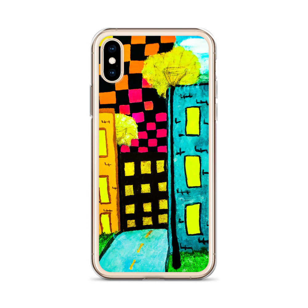 Checker Sky Buildings iPhone Case