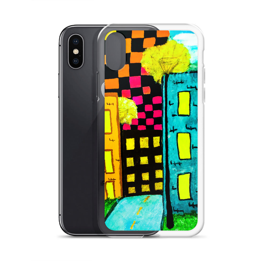 Checker Sky Buildings iPhone Case